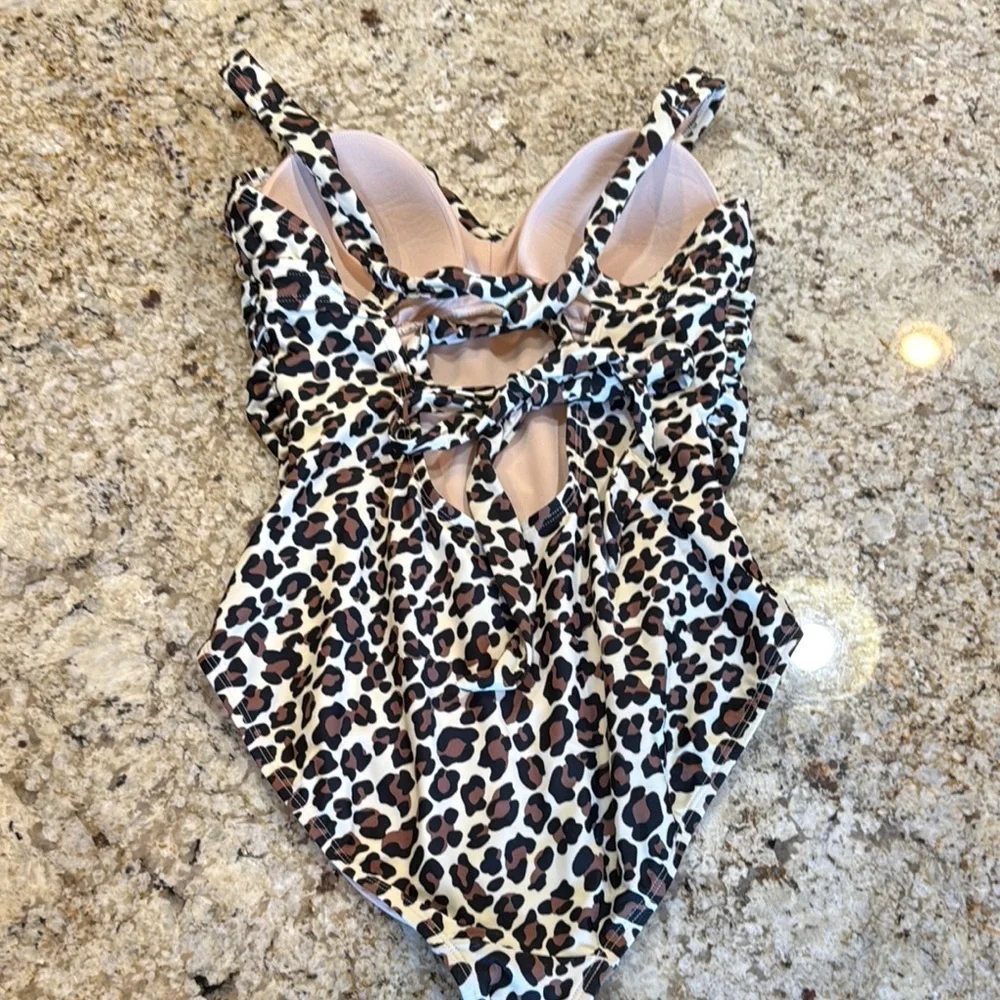 Kona Sol •  Leopard Print One Piece Swimsuit • Size Large - Picture 3 of 8